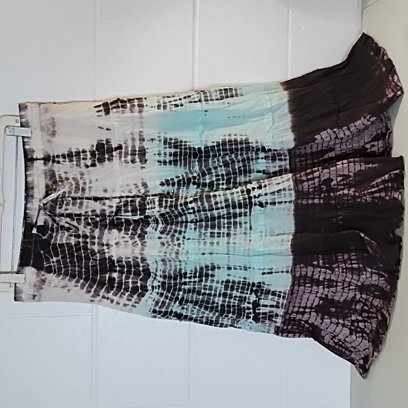 Tiered Gauzy Tie-Dyed Bohemian Hippy Full Maxi Lined Skirt M/L - Picture 9 of 9